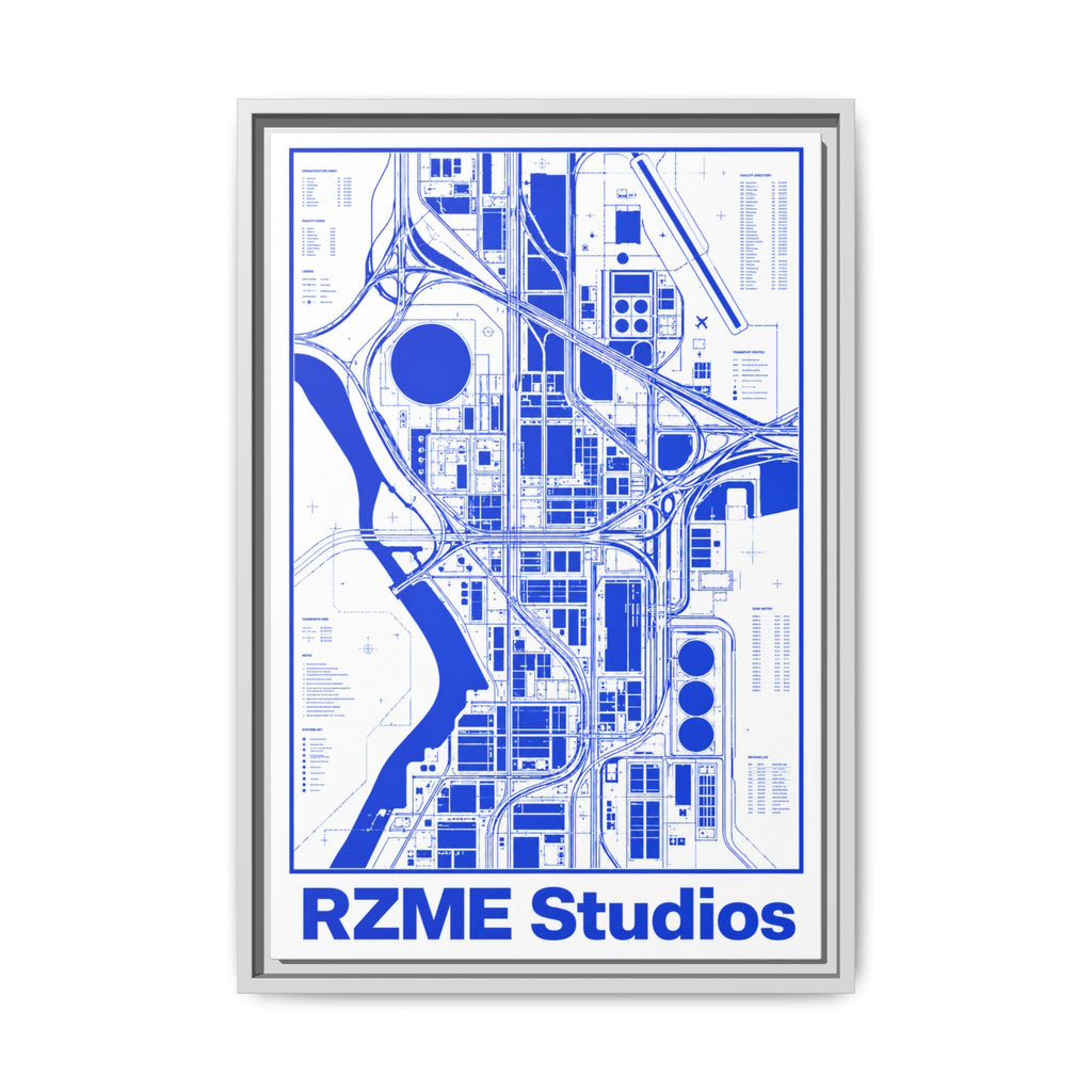 Framed City Map Canvas — RZME Studios Blueprint Art