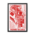 RZME Studios Red Transit Map Art Print — Matte Framed Canvas
