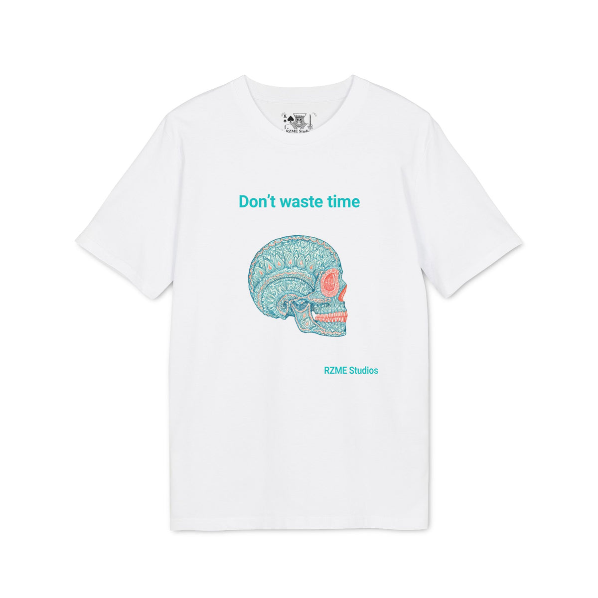 Don't Waste Time Skull T-Shirt — Illustrated Floral Skull Graphic Tee