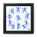 Blue Devil Pattern Matte Framed Canvas Art