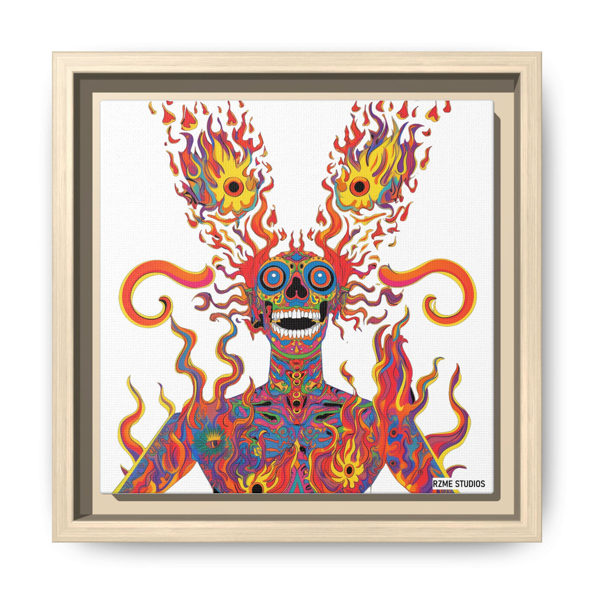 Essentials Mix/ Psychedelic Fire - Matte Canvas, Framed (Multi-color)