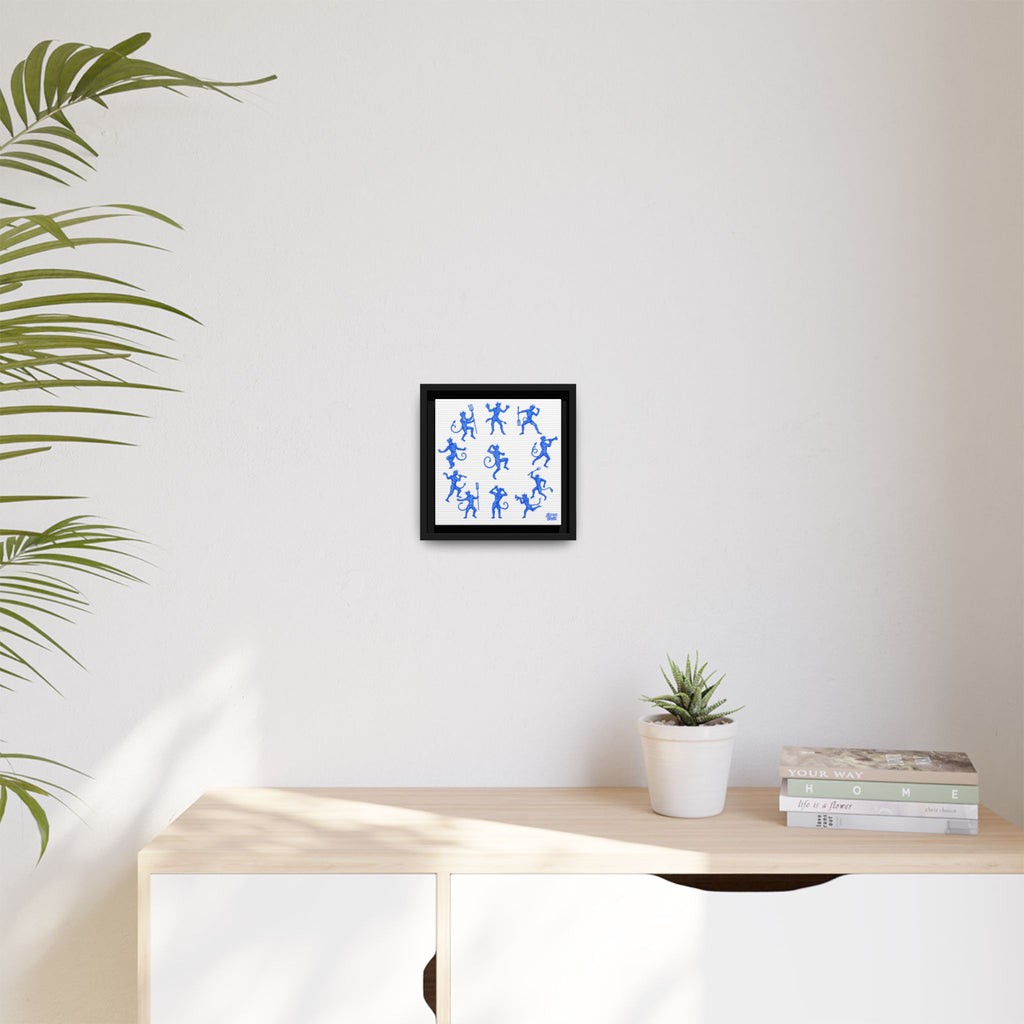 Blue Devil Pattern Matte Framed Canvas Art