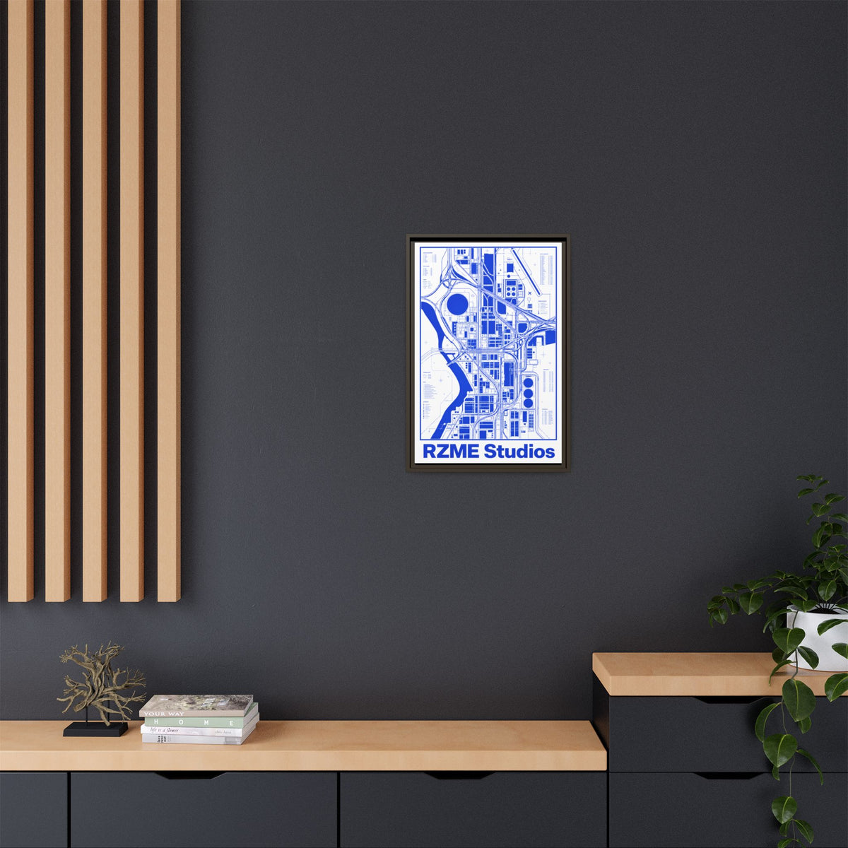 Framed City Map Canvas — RZME Studios Blueprint Art