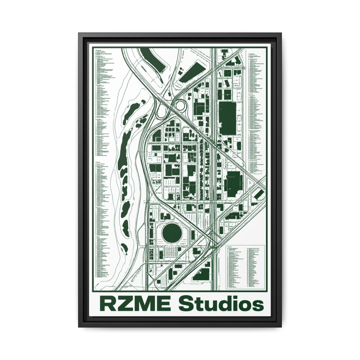 Metro / T1 Green City - Canvas Framed Print