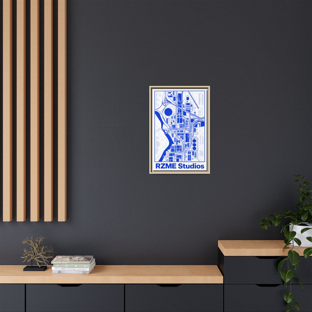 Framed City Map Canvas — RZME Studios Blueprint Art