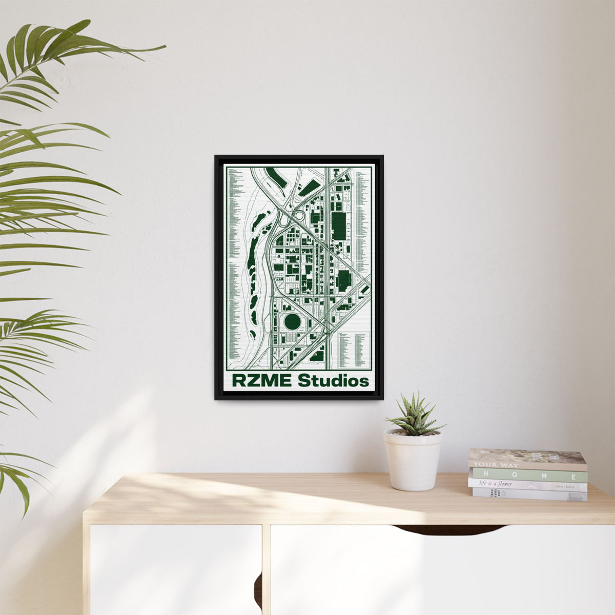 Metro / T1 Green City - Canvas Framed Print
