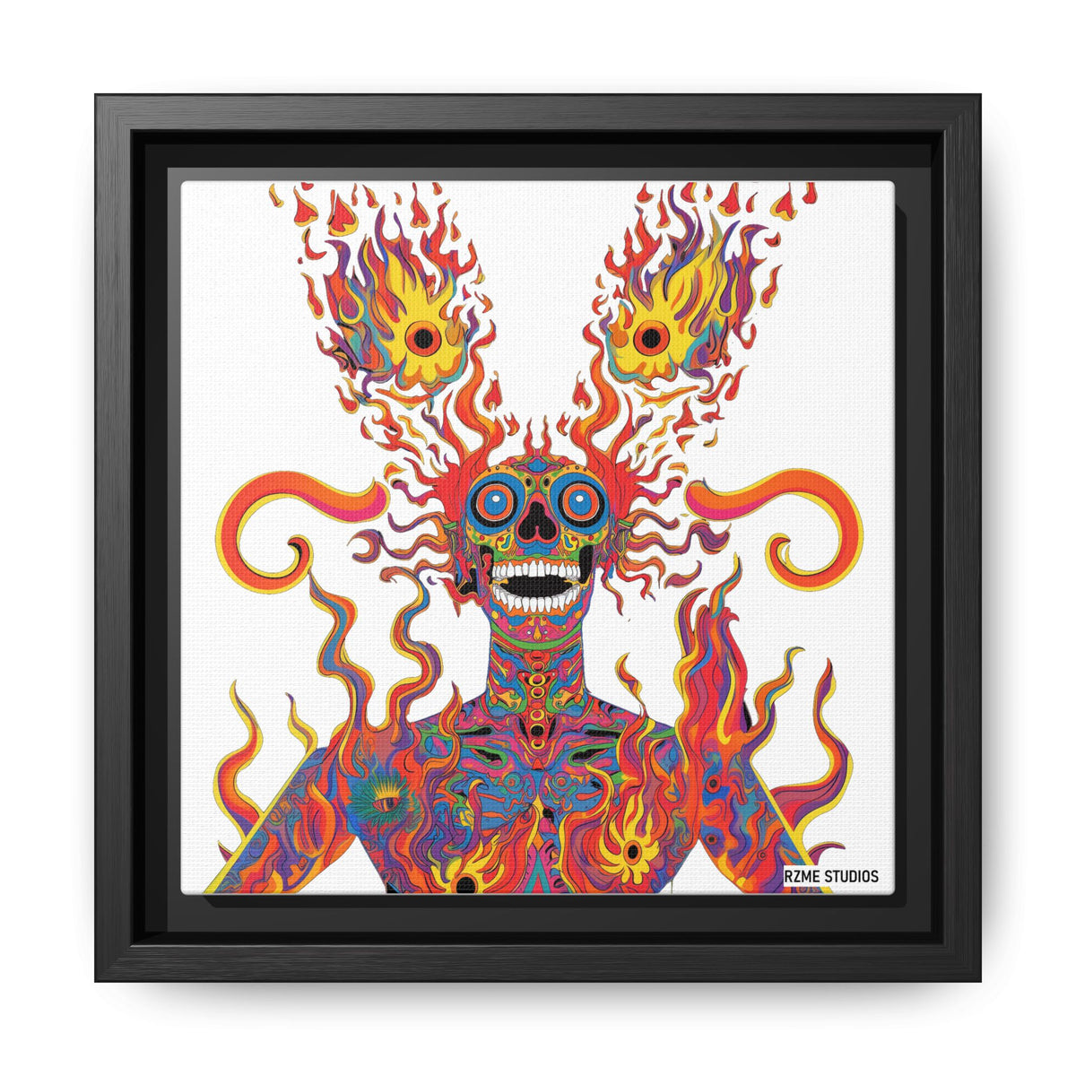 Essentials Mix/ Psychedelic Fire - Matte Canvas, Framed (Multi-color)