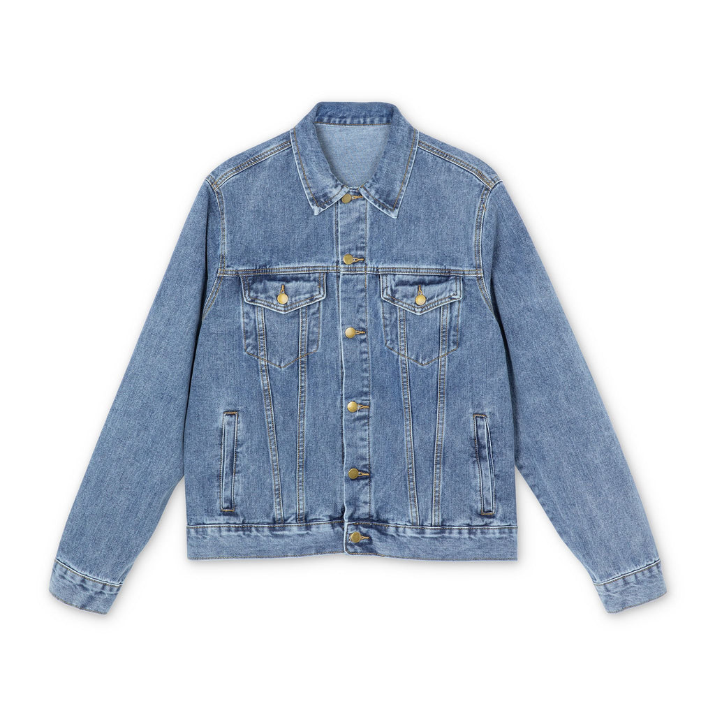 Denim Jacket — Minimal Floral Back Print "holy"