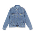 Denim Jacket — Minimal Floral Back Print "holy"