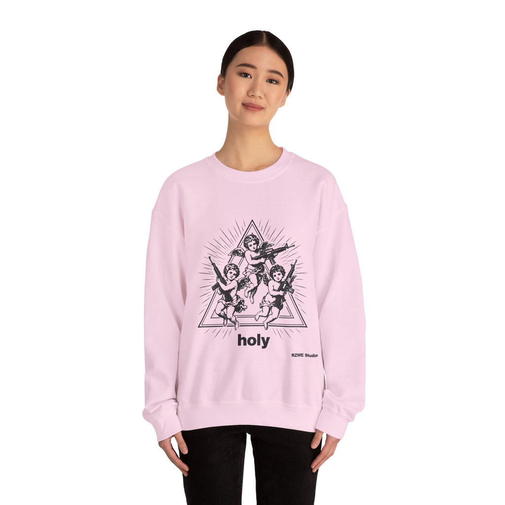 Angel Trio 'Holy' Crewneck Sweatshirt — Vintage Cherub Graphic