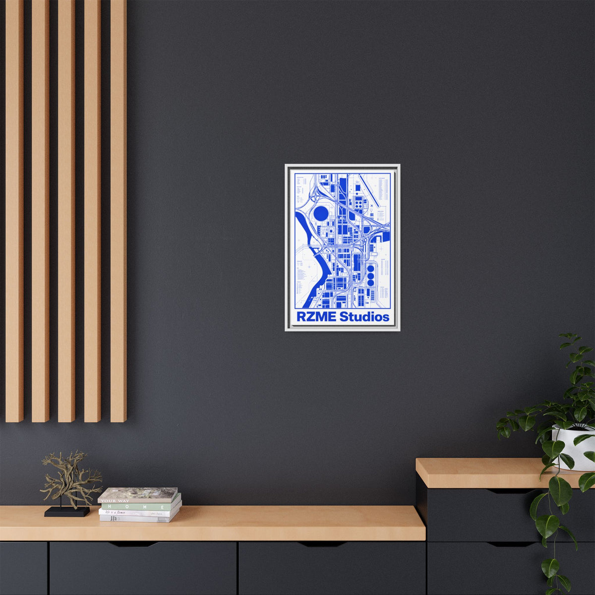 Framed City Map Canvas — RZME Studios Blueprint Art