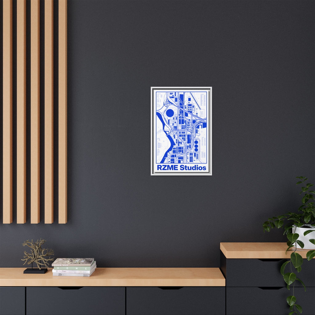 Framed City Map Canvas — RZME Studios Blueprint Art