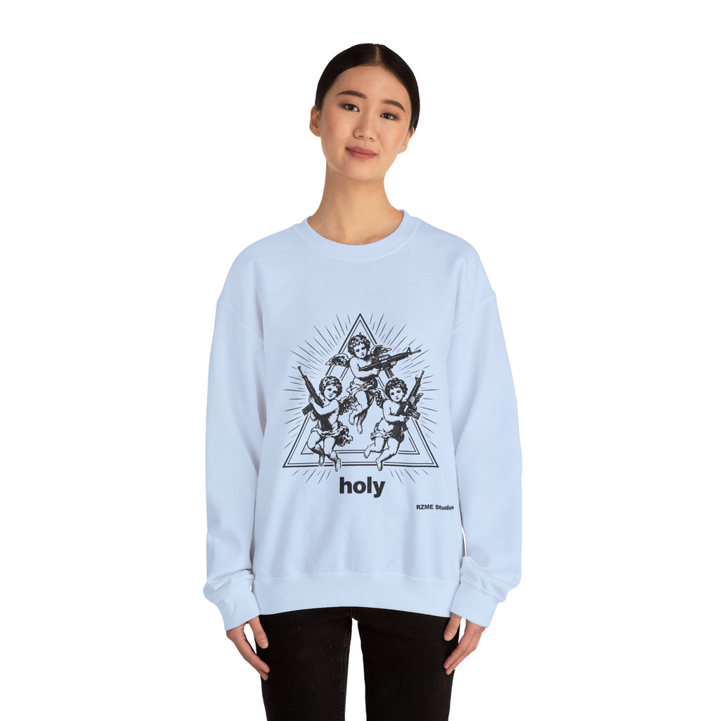 Angel Trio 'Holy' Crewneck Sweatshirt — Vintage Cherub Graphic