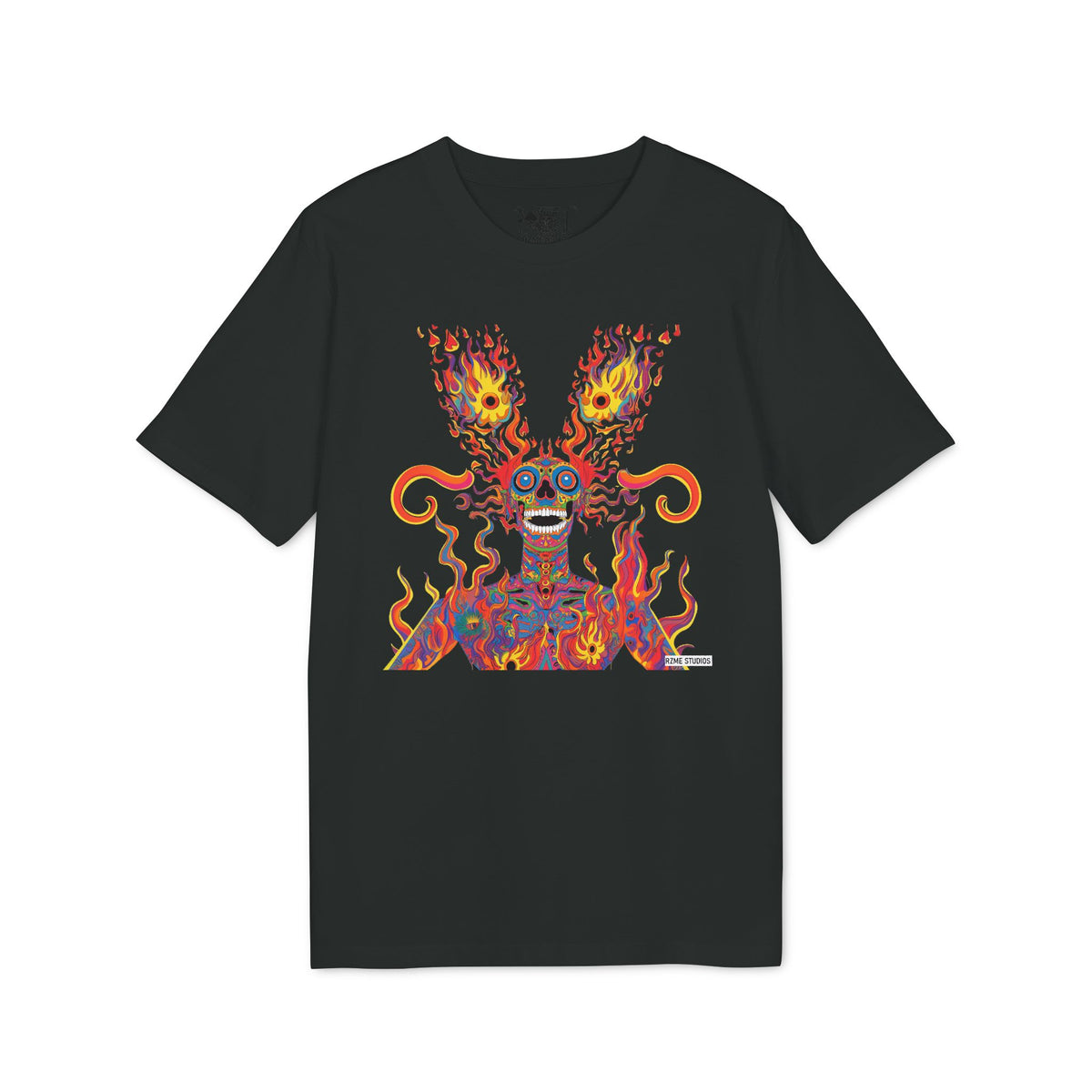 Psychedelic Fire Bunny Graphic T-Shirt