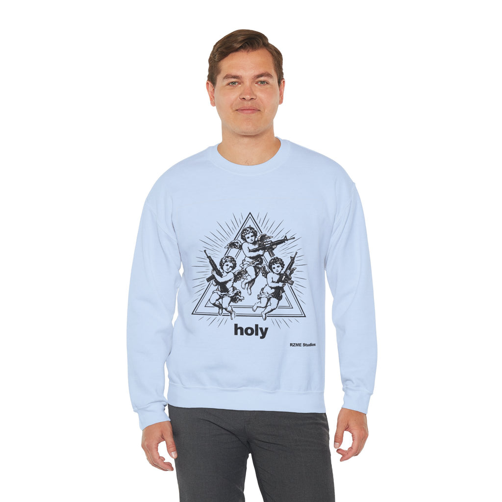 Angel Trio 'Holy' Crewneck Sweatshirt — Vintage Cherub Graphic
