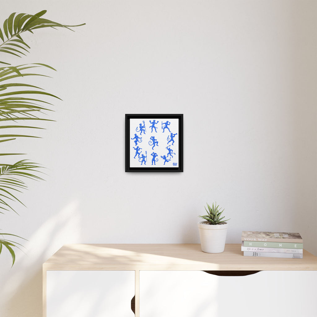 Blue Devil Pattern Matte Framed Canvas Art