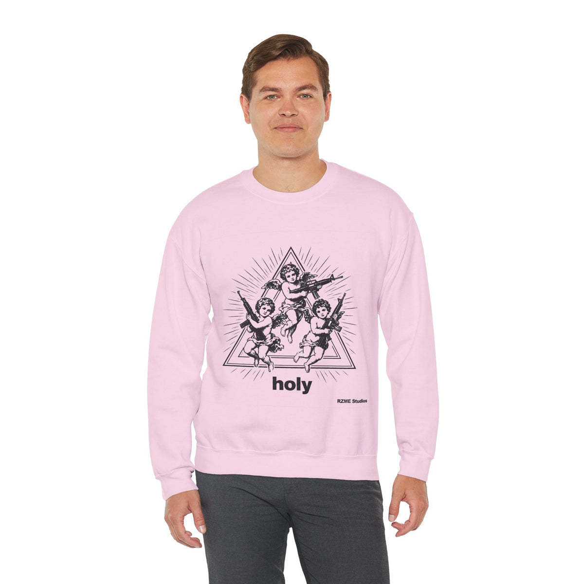 Angel Trio 'Holy' Crewneck Sweatshirt — Vintage Cherub Graphic