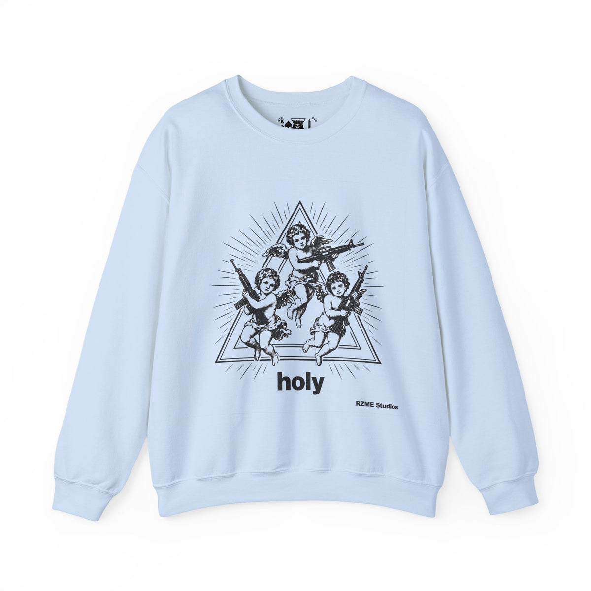 Angel Trio 'Holy' Crewneck Sweatshirt — Vintage Cherub Graphic