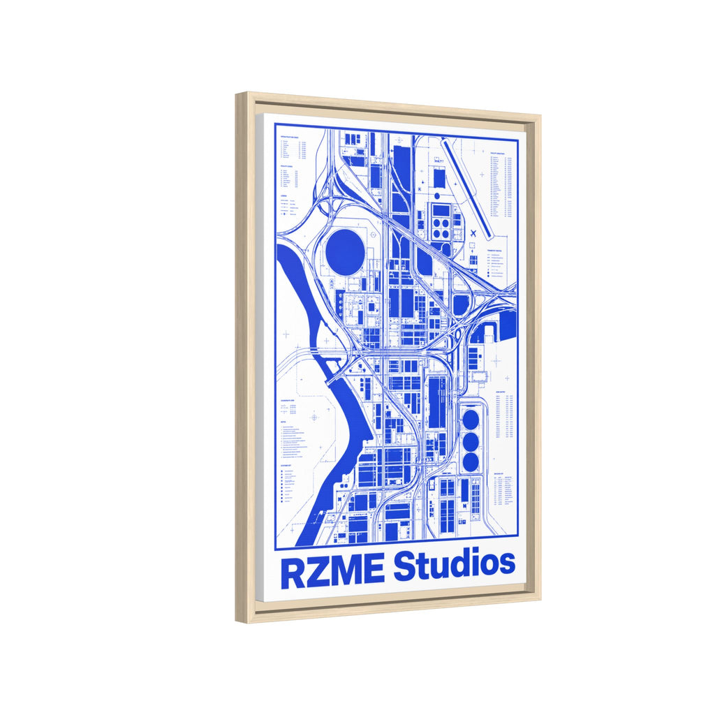 Framed City Map Canvas — RZME Studios Blueprint Art