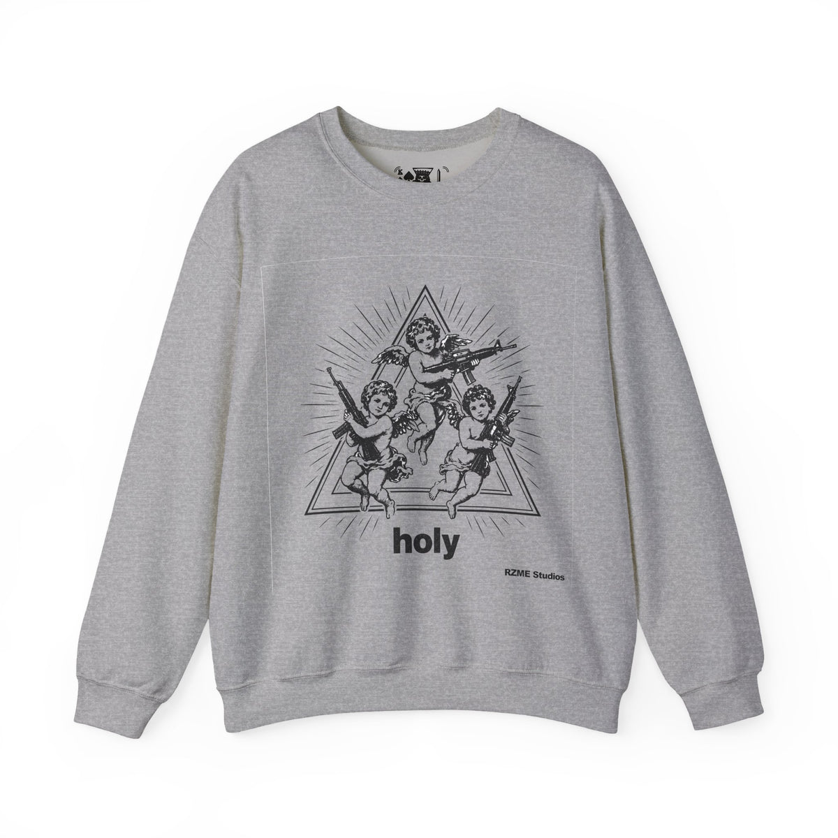 Angel Trio 'Holy' Crewneck Sweatshirt — Vintage Cherub Graphic