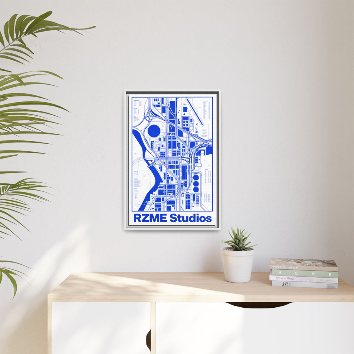 Framed City Map Canvas — RZME Studios Blueprint Art