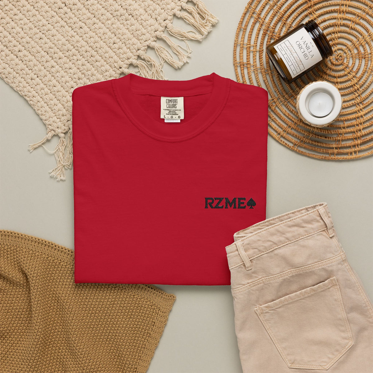 Essentials Mix/ Embroidered RZME Logo T-shirt Red