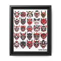 Framed Matte Canvas Print — Japanese Oni Mask Collage (RZME Studios)