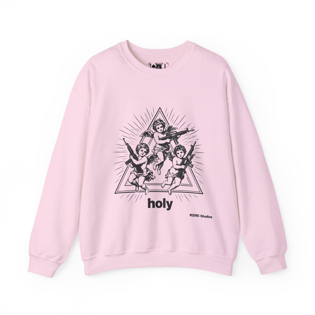 Angel Trio 'Holy' Crewneck Sweatshirt — Vintage Cherub Graphic