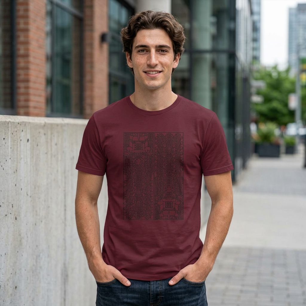 Abstract Circuit Grid T‑Shirt — Techno Geometric Graphic Tee