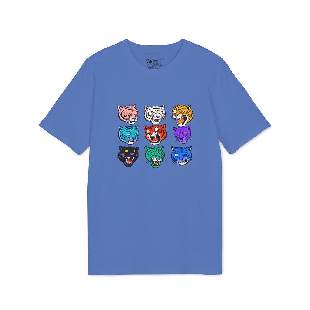 Colorful Tiger Heads Graphic T-Shirt — Retro Pop Art Animal Tee