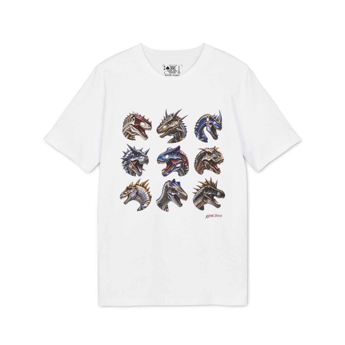 Dragon Heads Grid Graphic T-Shirt — 'RZME' Back Logo