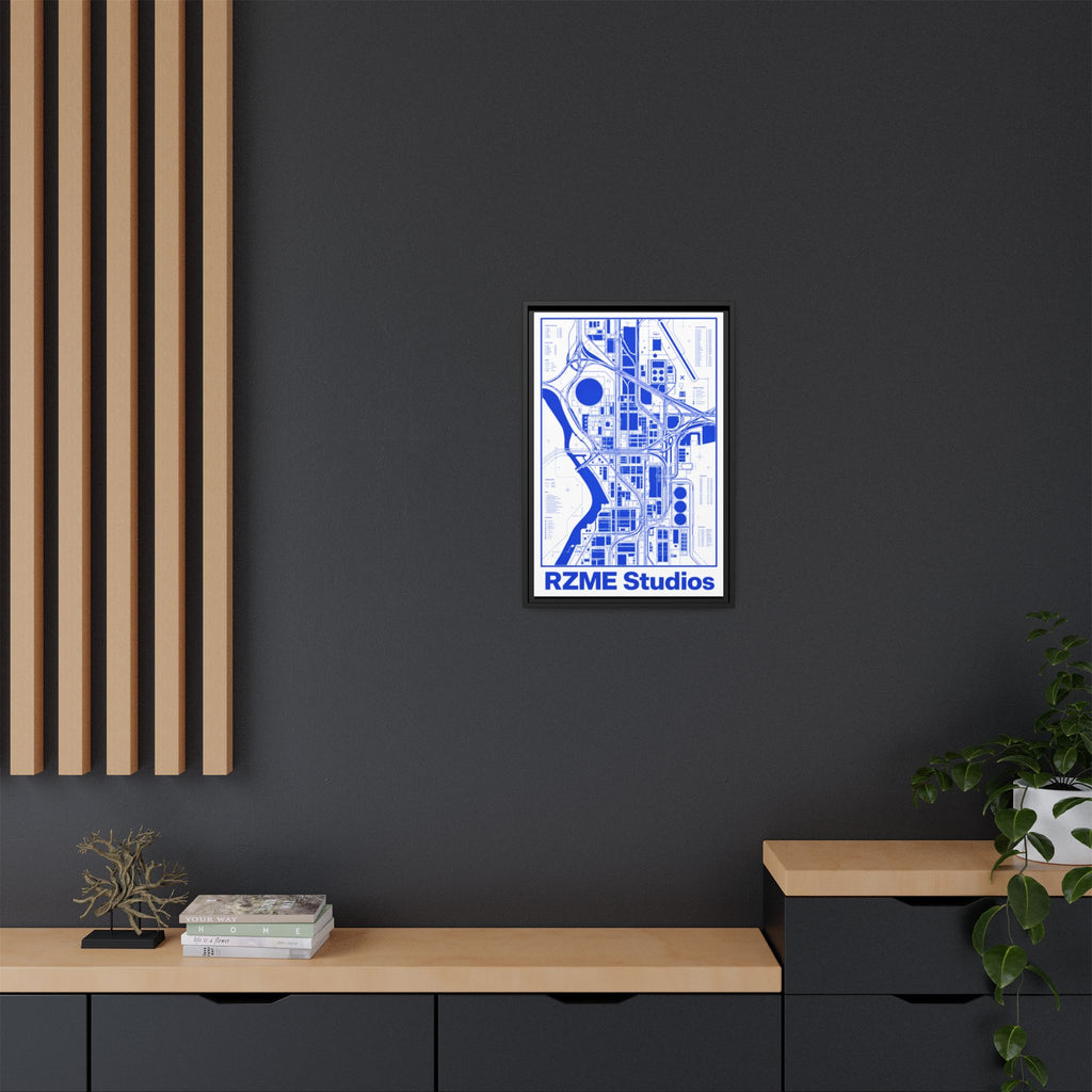 Framed City Map Canvas — RZME Studios Blueprint Art