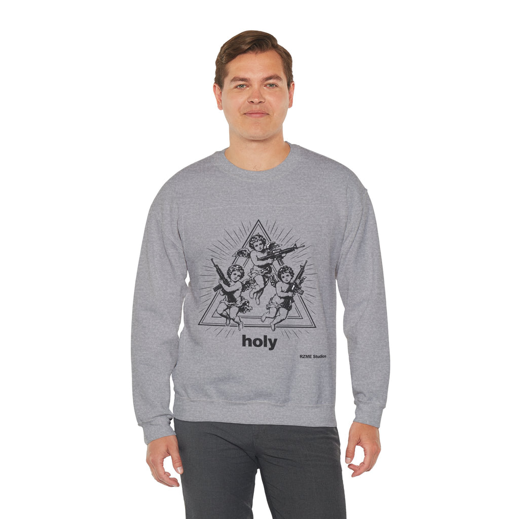 Angel Trio 'Holy' Crewneck Sweatshirt — Vintage Cherub Graphic