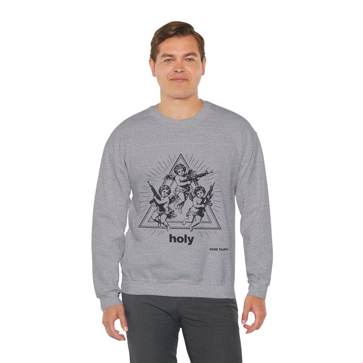 Angel Trio 'Holy' Crewneck Sweatshirt — Vintage Cherub Graphic