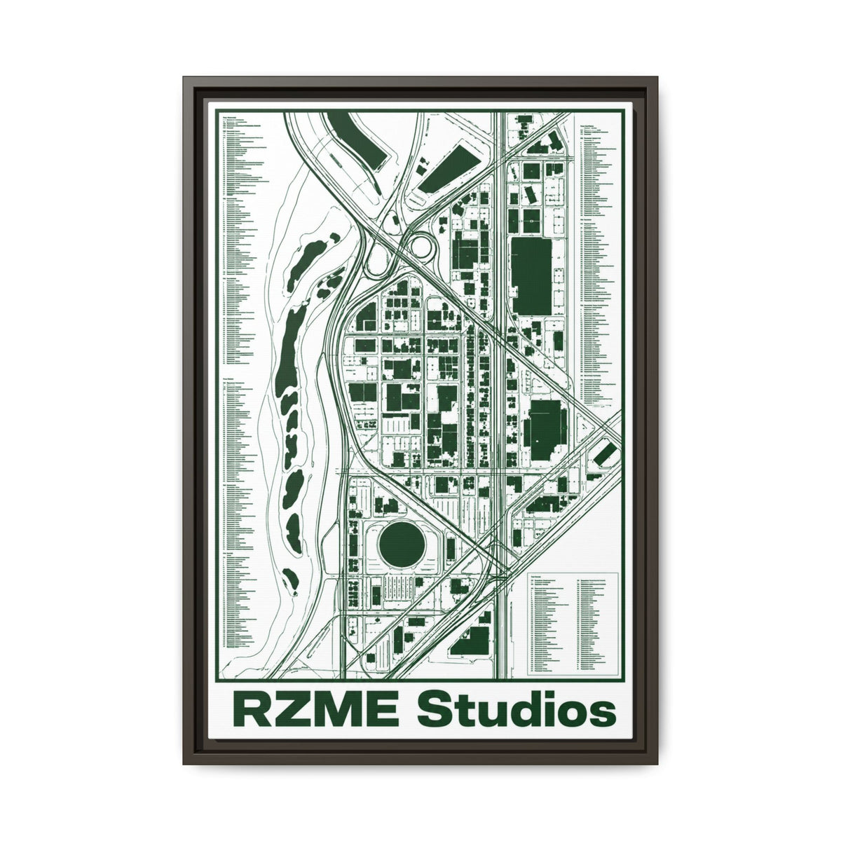 Metro / T1 Green City - Canvas Framed Print