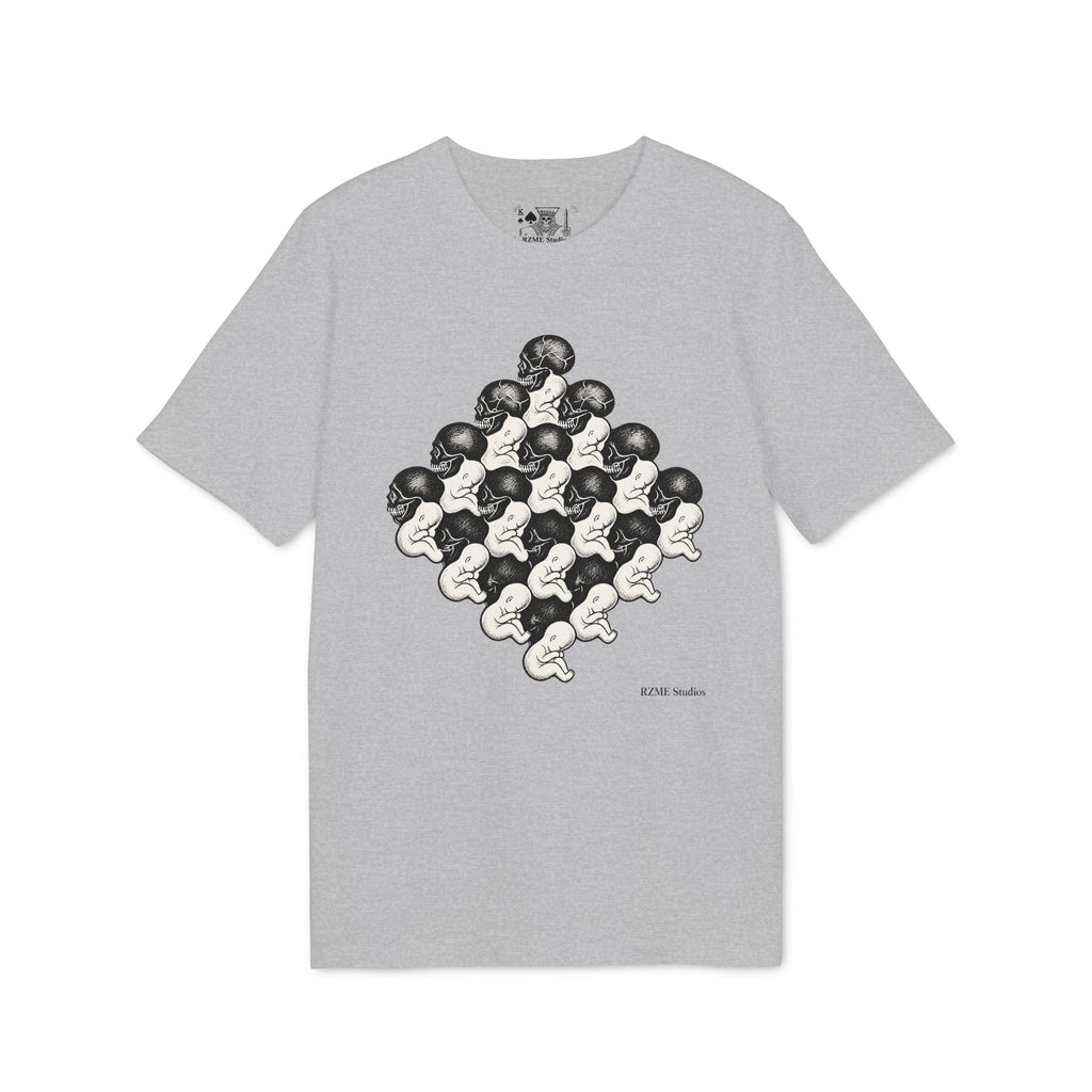 Graphic Tee — Retro Repeating Heads Design with RZME Back Print