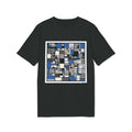 Modern Abstract Grid T-Shirt — Blue & Black Geometric Patchwork