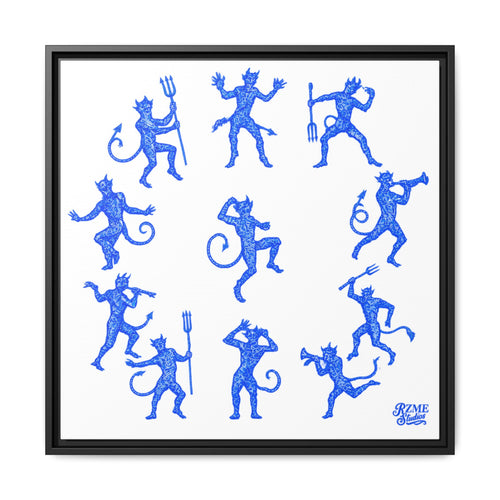 Blue Devil Pattern Matte Framed Canvas Art