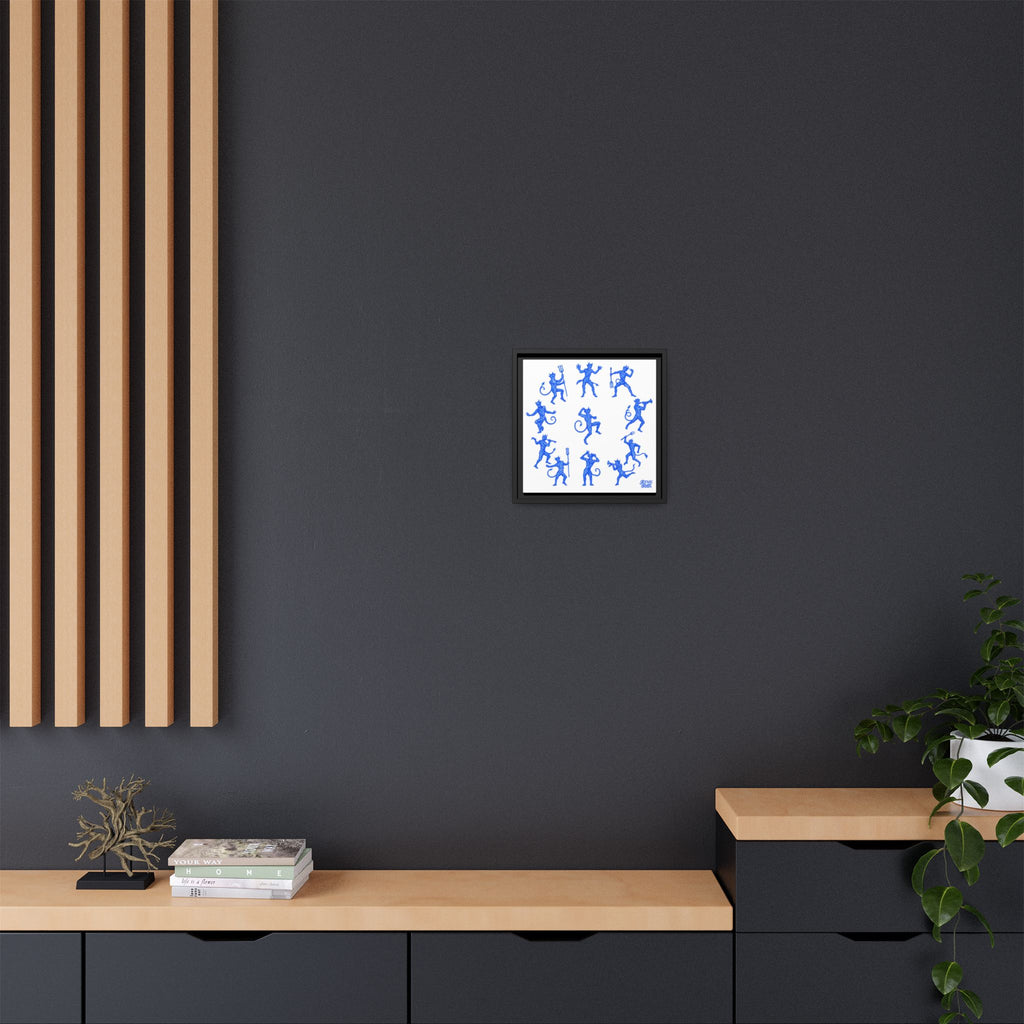 Blue Devil Pattern Matte Framed Canvas Art