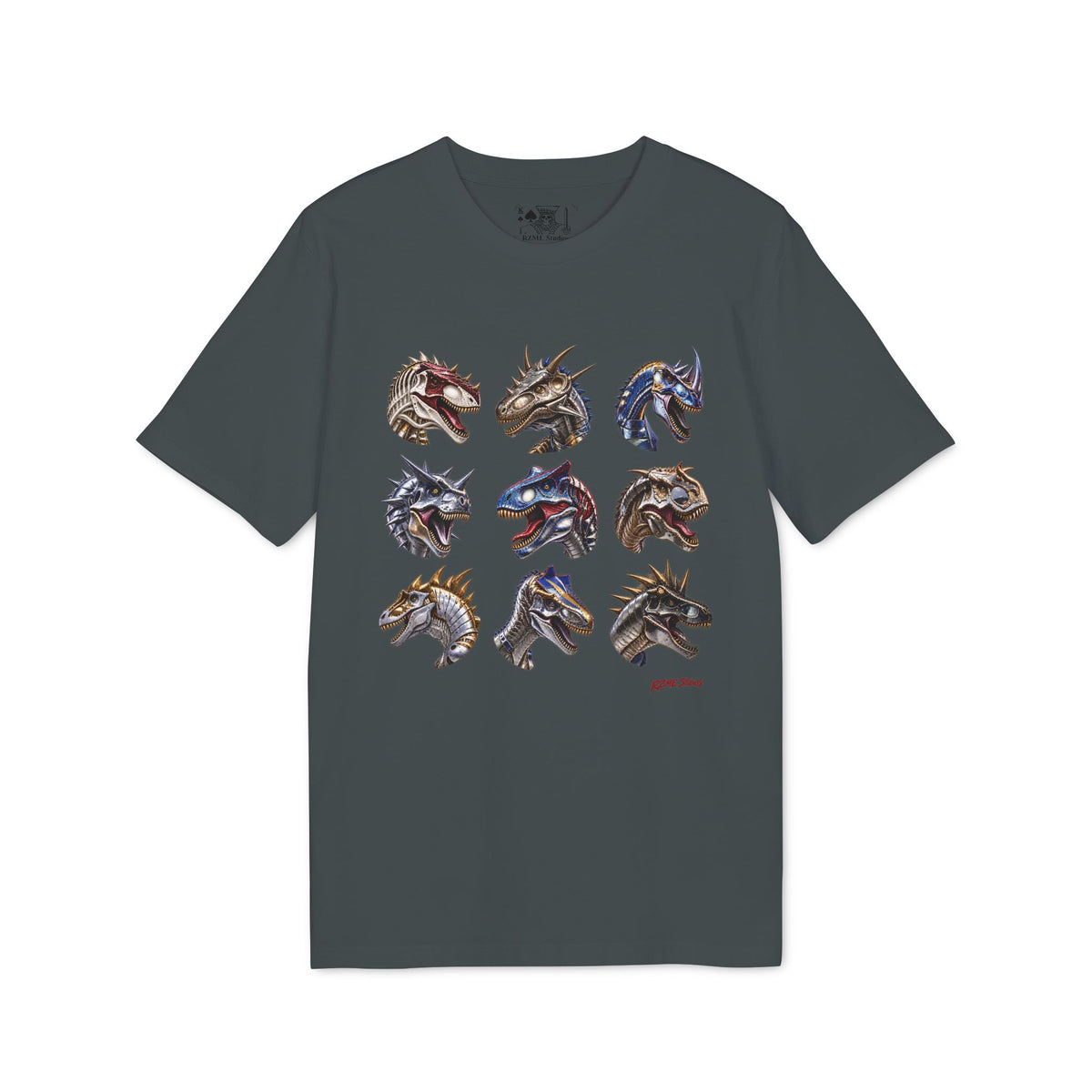 Dragon Heads Grid Graphic T-Shirt — 'RZME' Back Logo