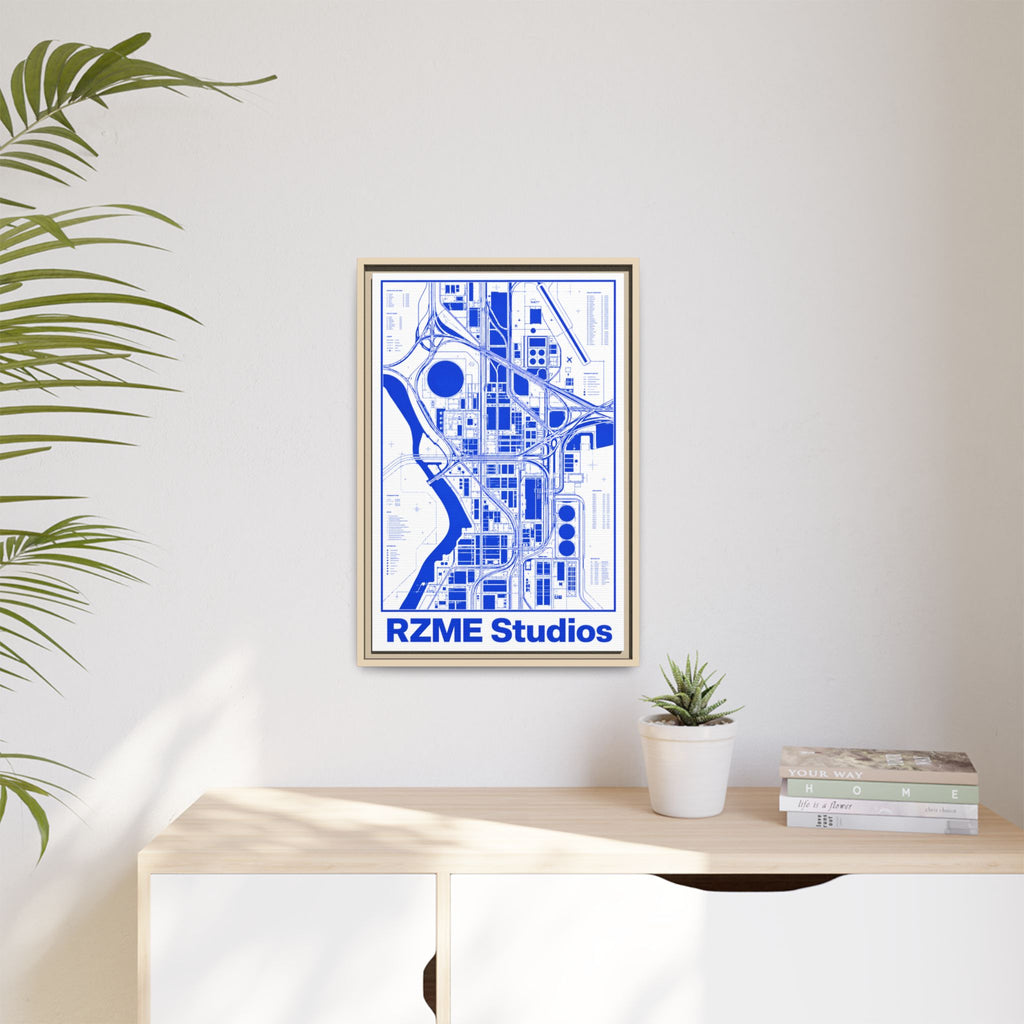 Framed City Map Canvas — RZME Studios Blueprint Art
