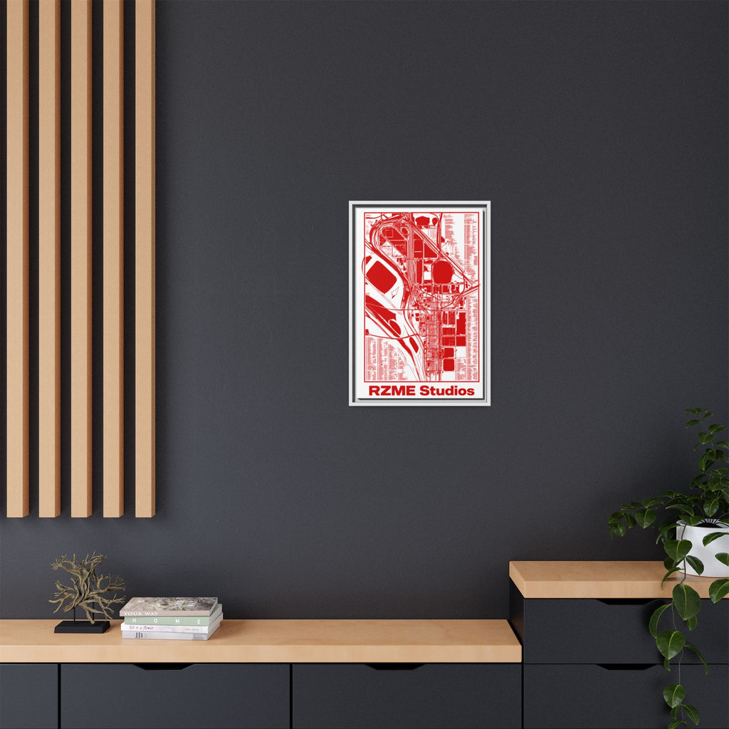 RZME Studios Red Transit Map Art Print — Matte Framed Canvas