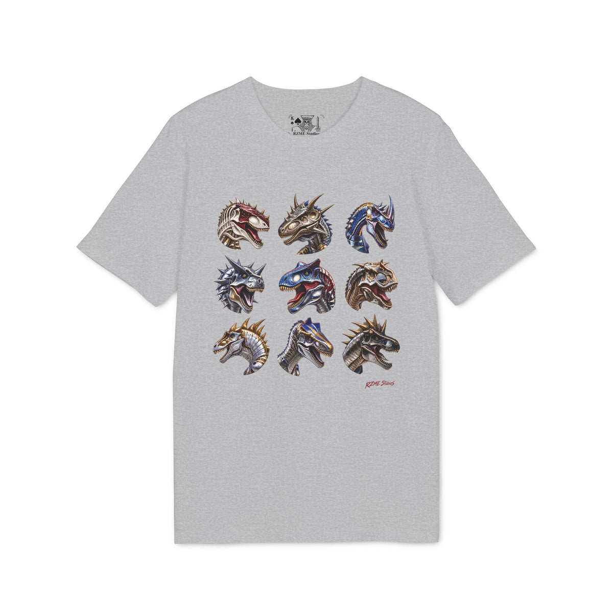 Dragon Heads Grid Graphic T-Shirt — 'RZME' Back Logo