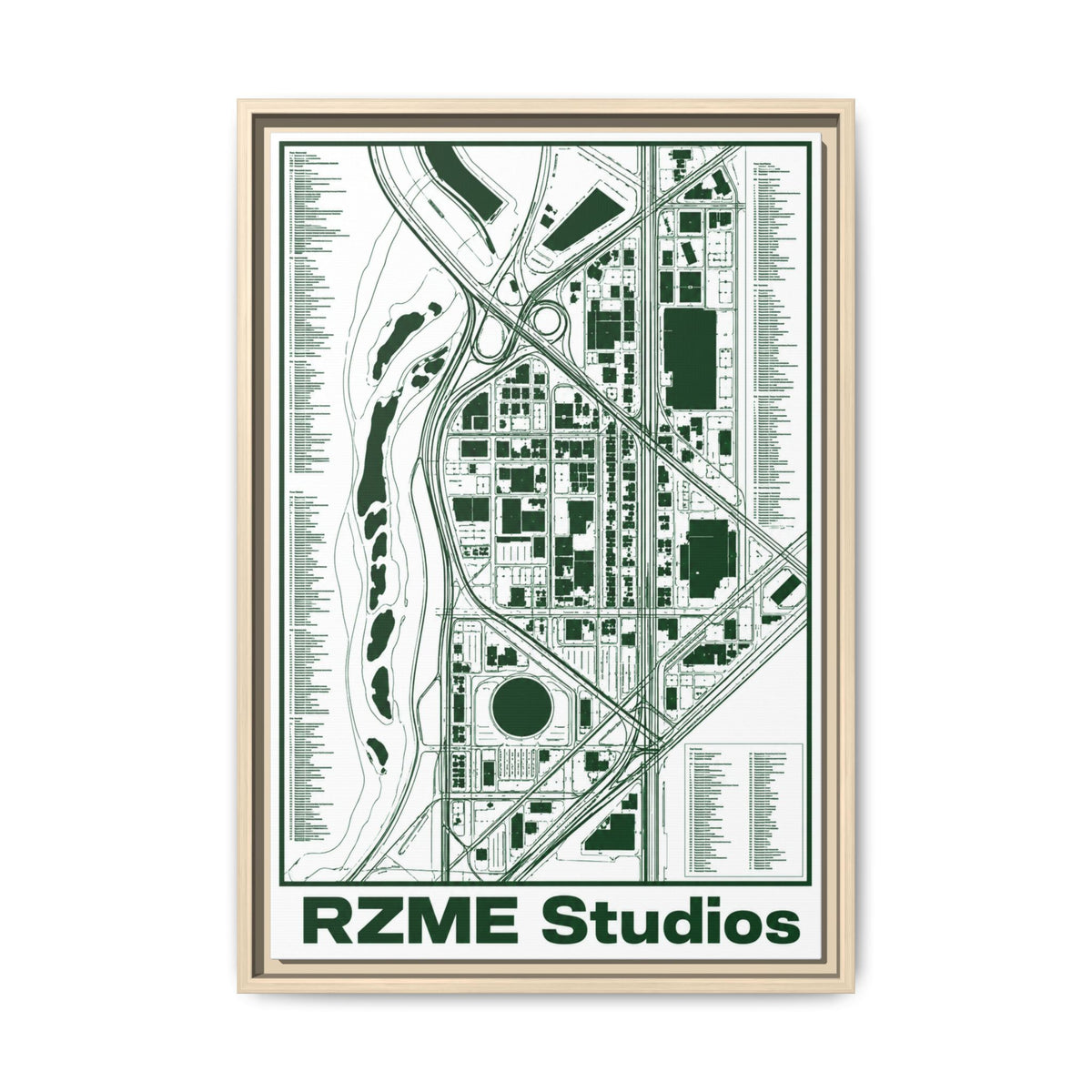 Metro / T1 Green City - Canvas Framed Print