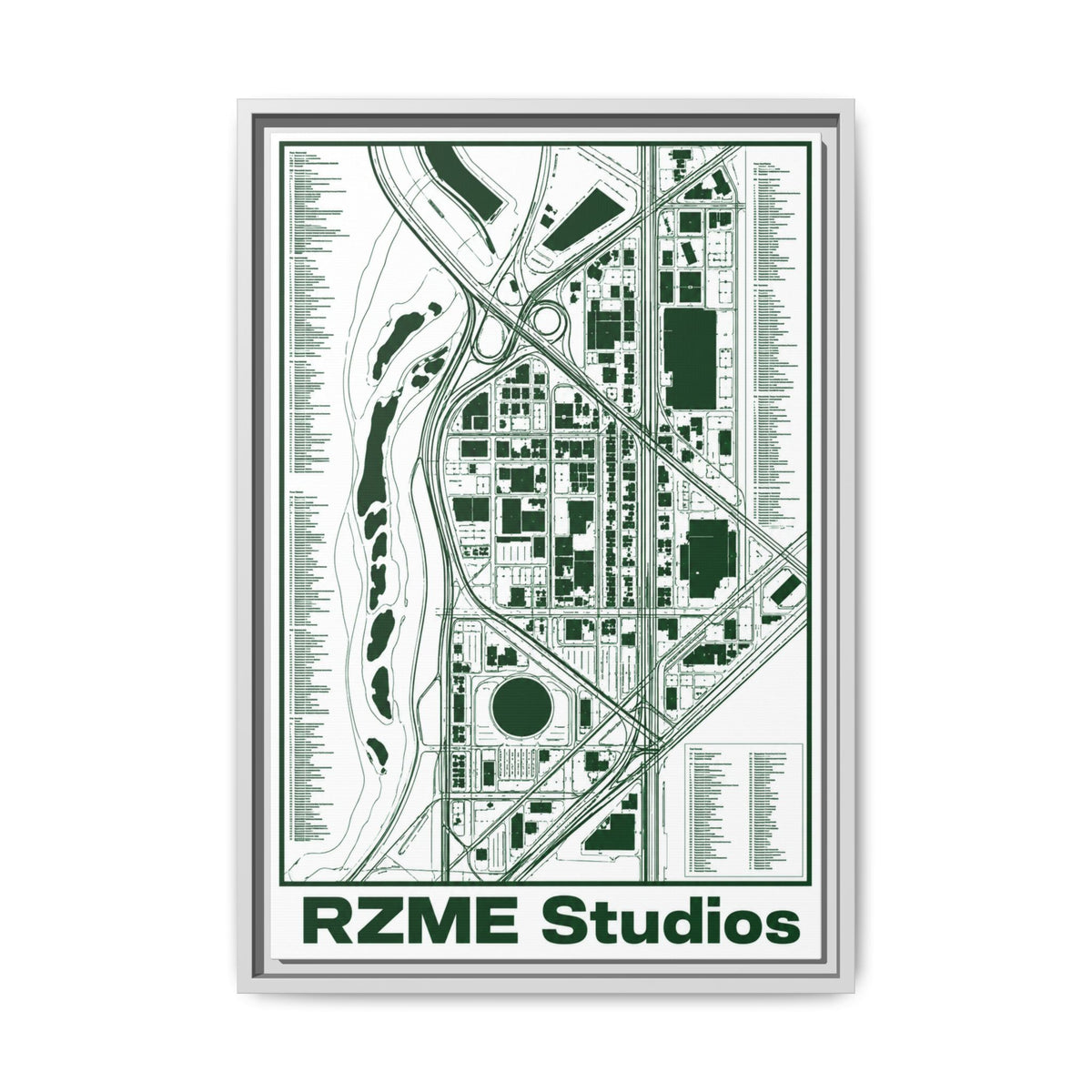 Metro / T1 Green City - Canvas Framed Print