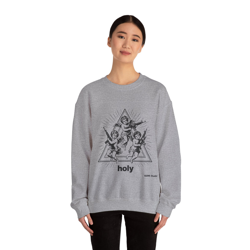 Angel Trio 'Holy' Crewneck Sweatshirt — Vintage Cherub Graphic