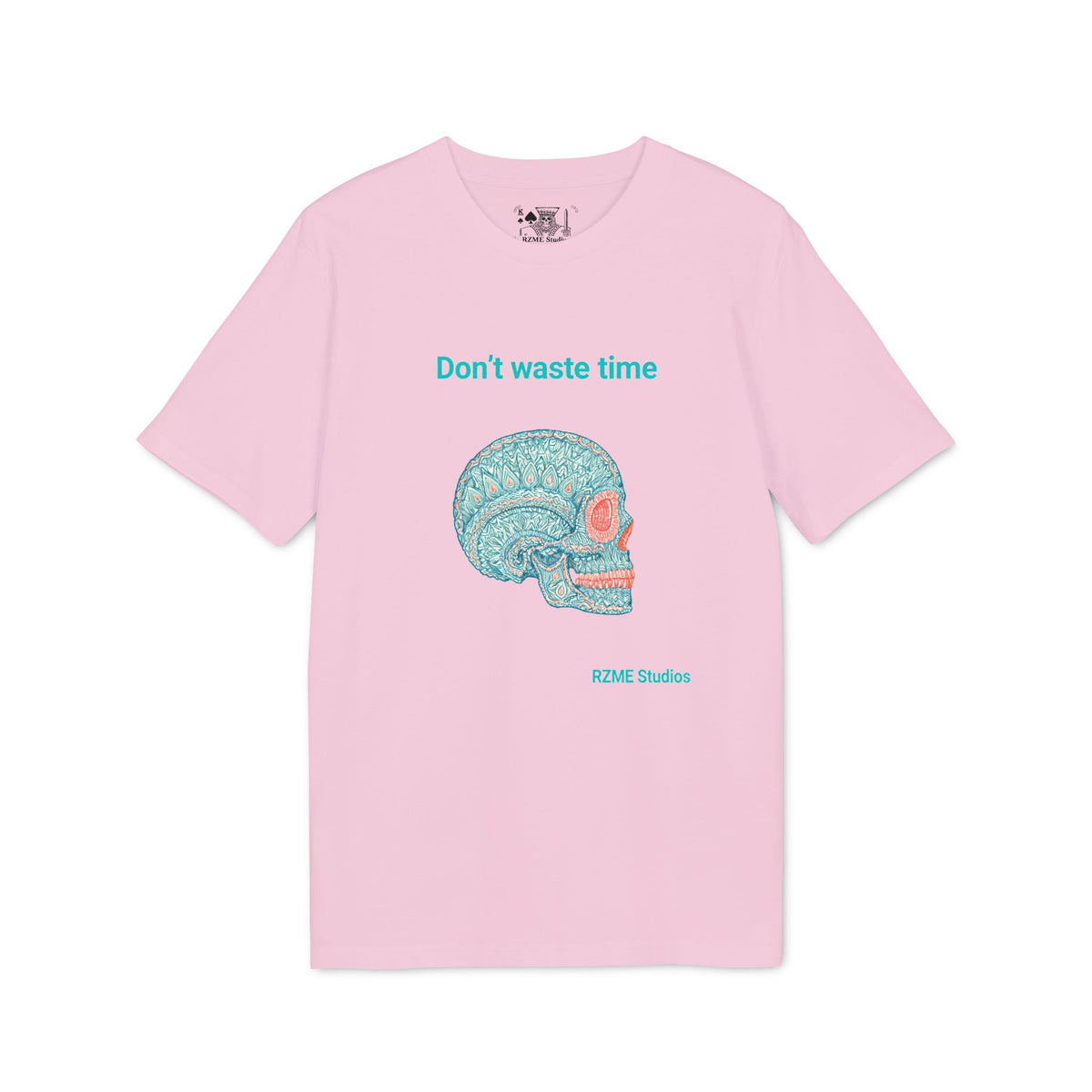 Don't Waste Time Skull T-Shirt — Illustrated Floral Skull Graphic Tee