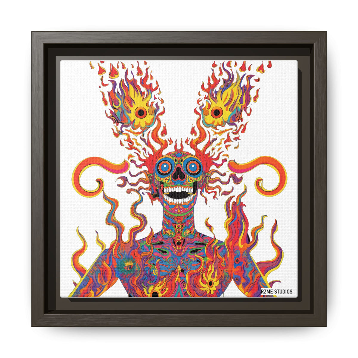 Essentials Mix/ Psychedelic Fire - Matte Canvas, Framed (Multi-color)